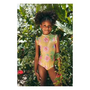 Pepita & Me - Alisson Bright Hibiscus Swimsuit | Yellow