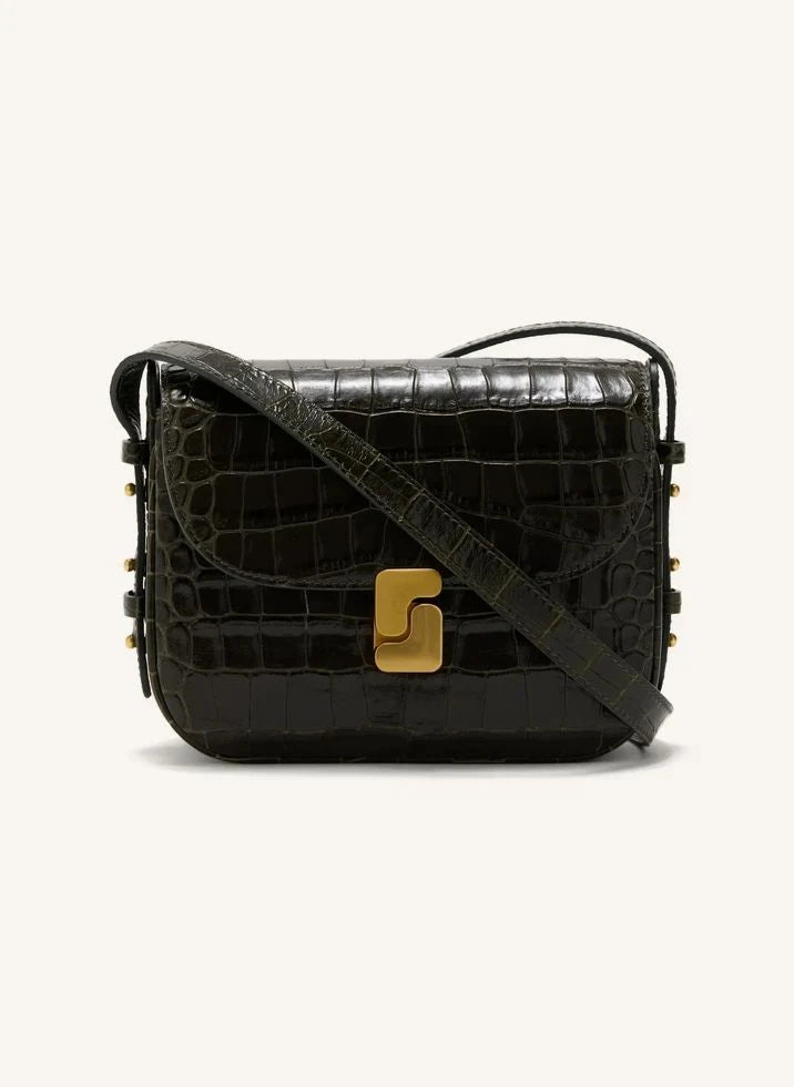 Soeur - Bellissima Mini Croco Leather Bag | Olive green