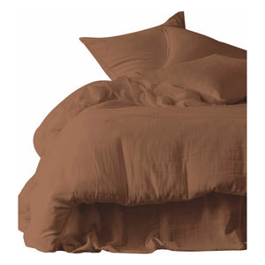 Haomy - Cotton Gauze Bed Linen Cover Mykonos | Mocaccino