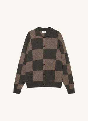 Pompeii - Green Checked Polo Cardigan