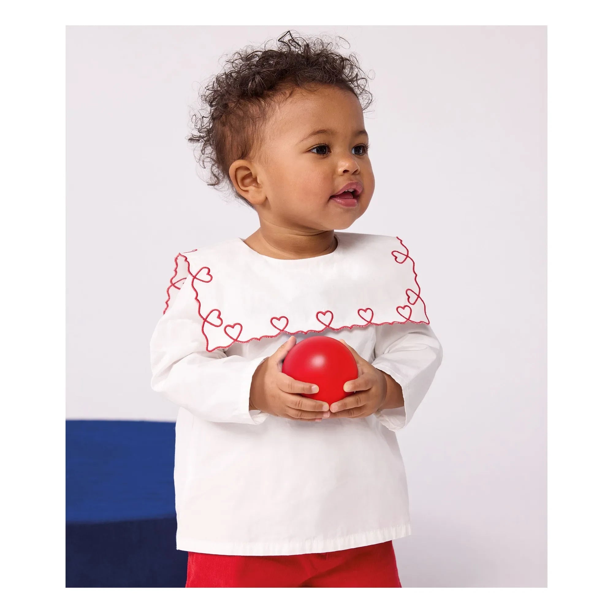 Petit Bateau - Wide Collar Poplin Organic Cotton Blouse | White