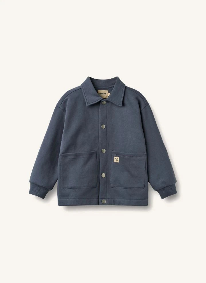 Wheat - Carmine organic cotton buttoned jacket | Grey blue