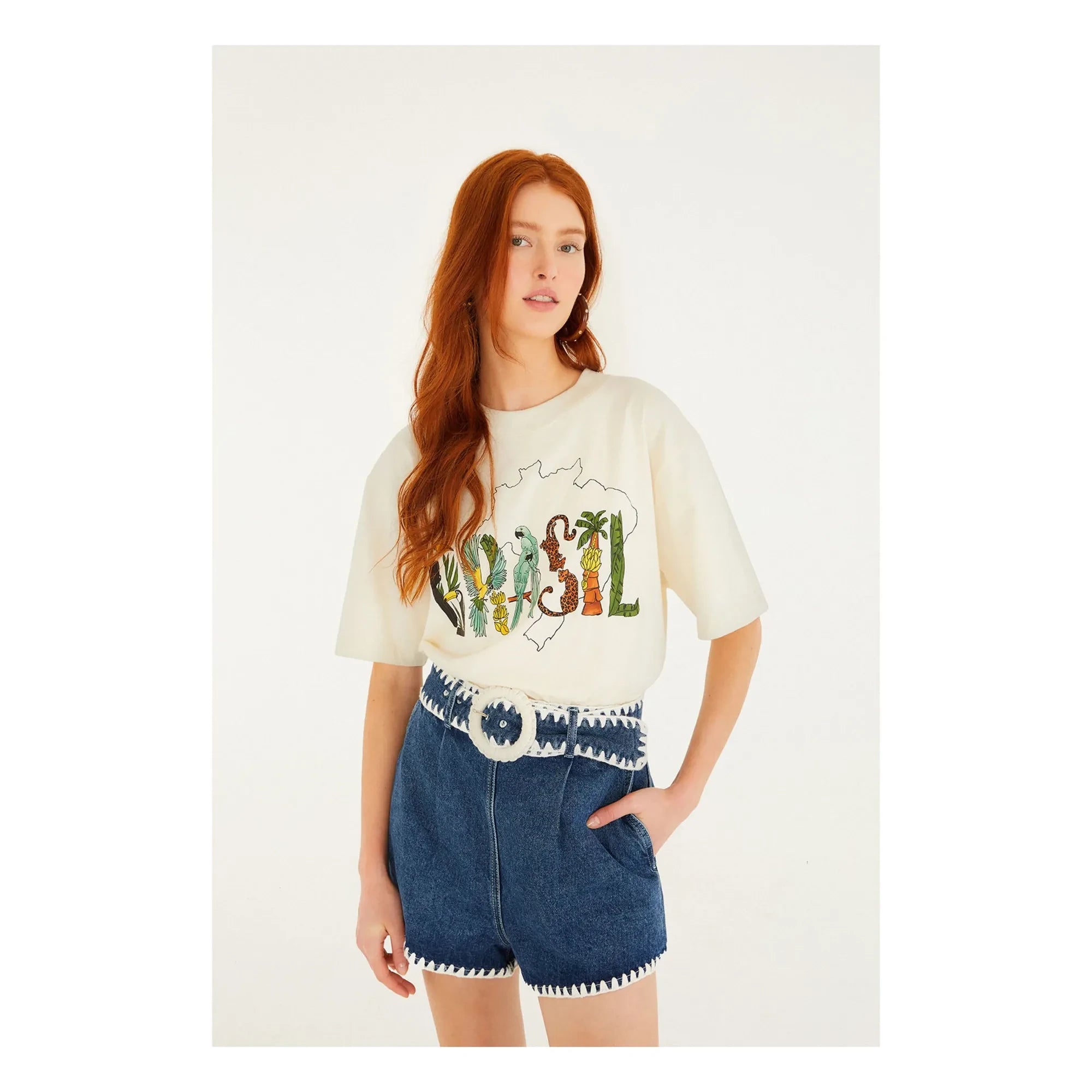 Farm Rio - Blue Crochet Denim Shorts