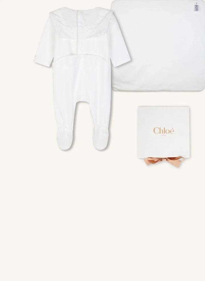 Chloé - Organic cotton pajama and blanket set | White