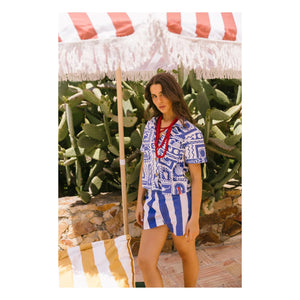 Favorite People - Positano Striped Shorts - Women's Collection | Blue