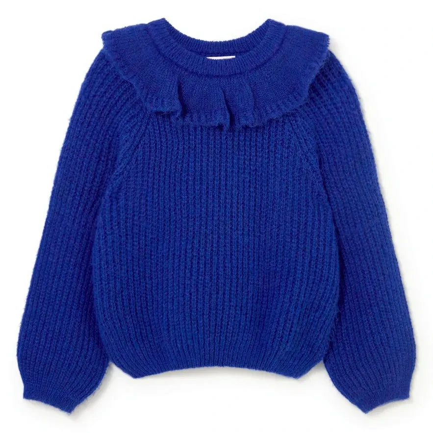 Cozmo - Lua Ruffled Collar Sweater | Blue