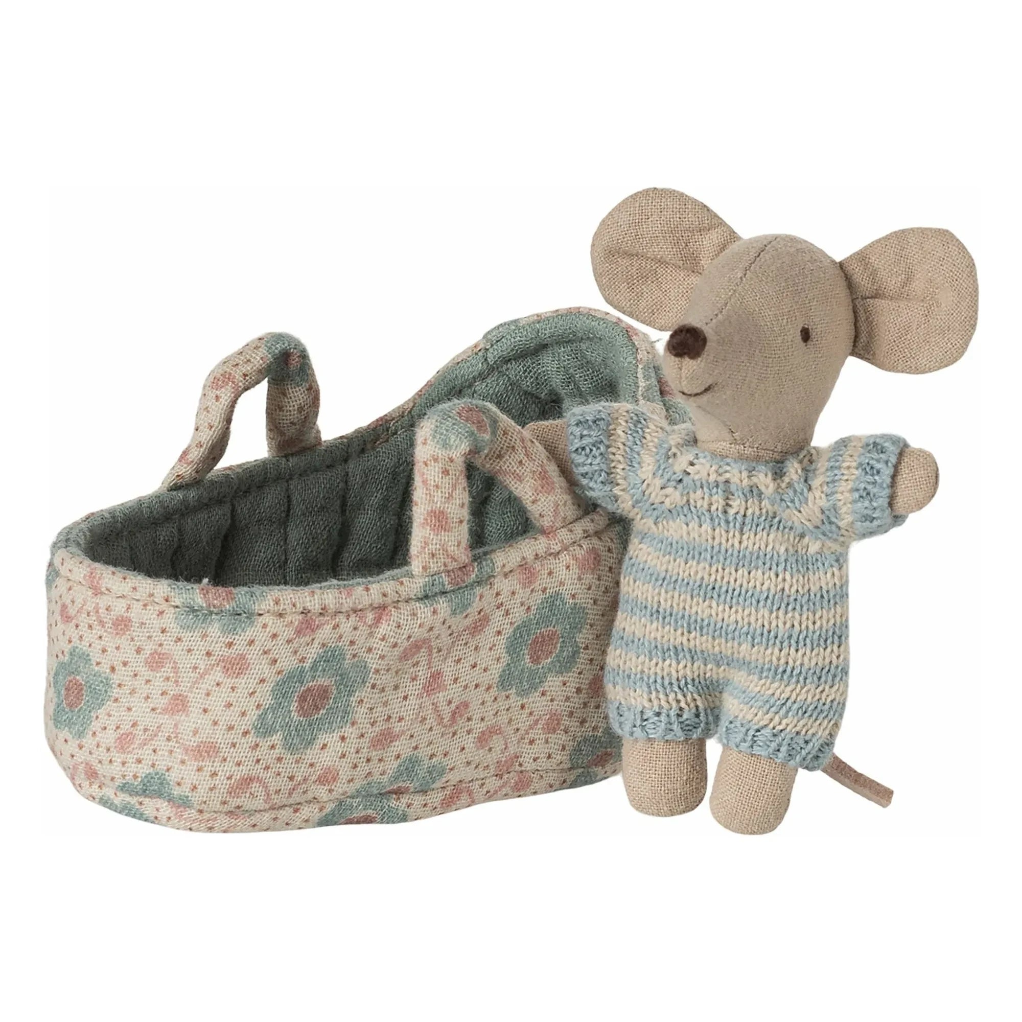 Maileg - Blue Cradle Baby Mouse