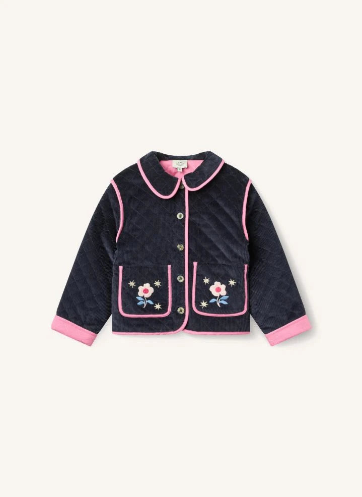 Copenhagen Colors - Embroidered Quilted Jacket, Ribbed Corduroy, Organic Cotton | Navy