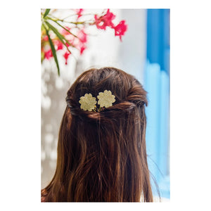 Tartine et Chocolat - 2-Piece Hibiscus Glitter Hair Clip Set | Gold