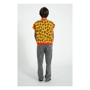 Piupiuchick - Leopard Organik Pamuk Kolsuz Yelek | Hardal