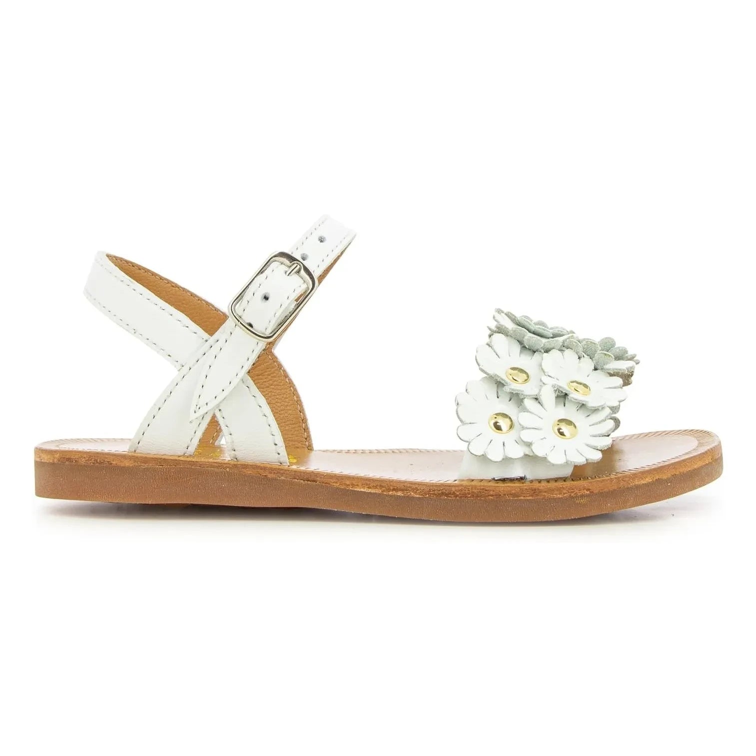Pom d'Api - Plagette Multi Flower Sandals | White Satin