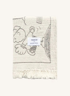 Maison Deux - Maison Deux x Peanuts | White Baseball Printed Cotton Throw