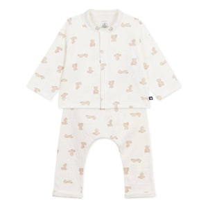Petit Bateau - Organic Cotton Tubique Teddy Vest and Pant Set | White