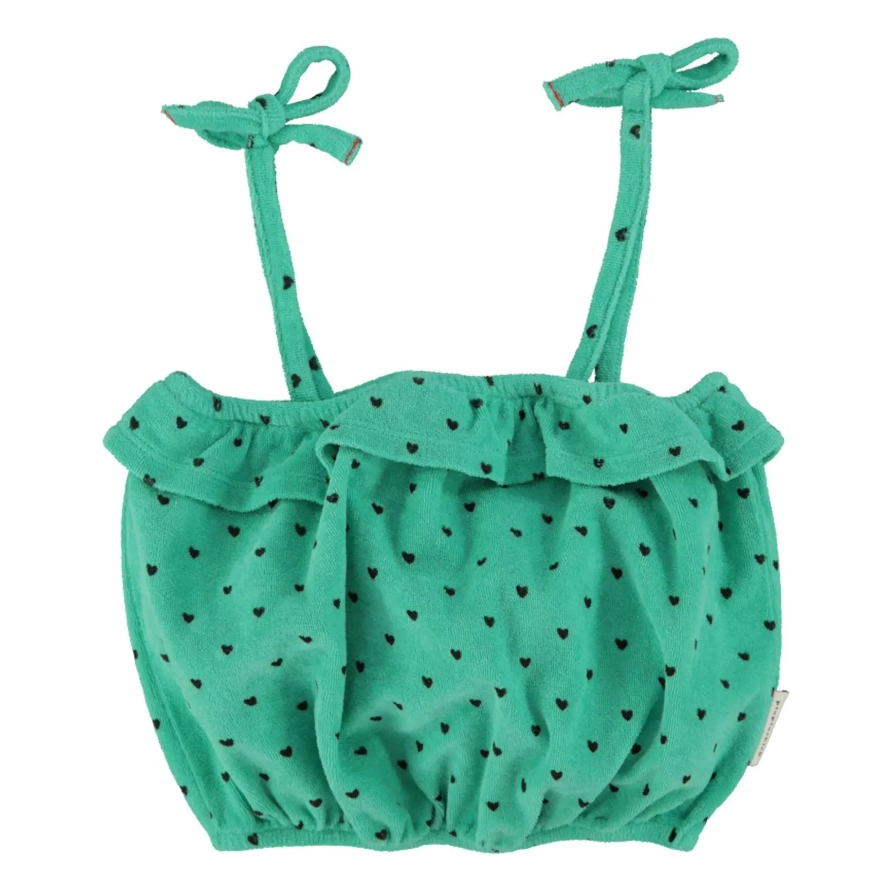 Piupiuchick - Organic cotton towel with heart strap top | Green