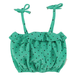 Piupiuchick - Organic cotton towel with heart strap top | Green