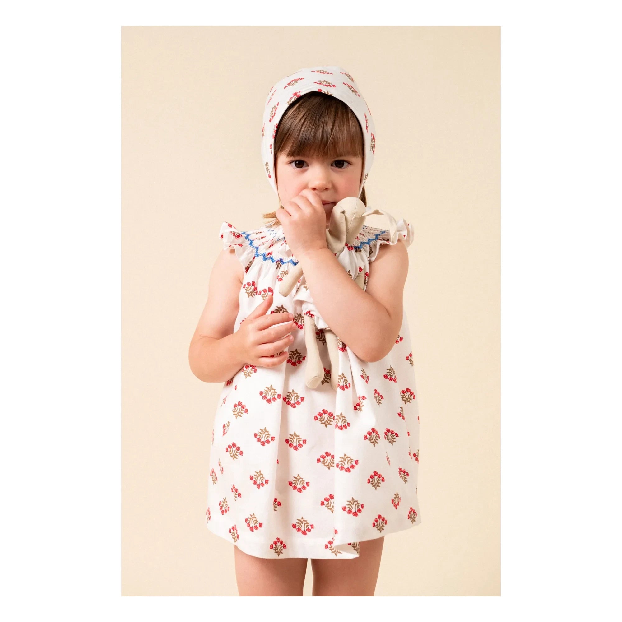 birinit - Monzón Organic Cotton Smocked Blouse and Jumpsuit Set | White