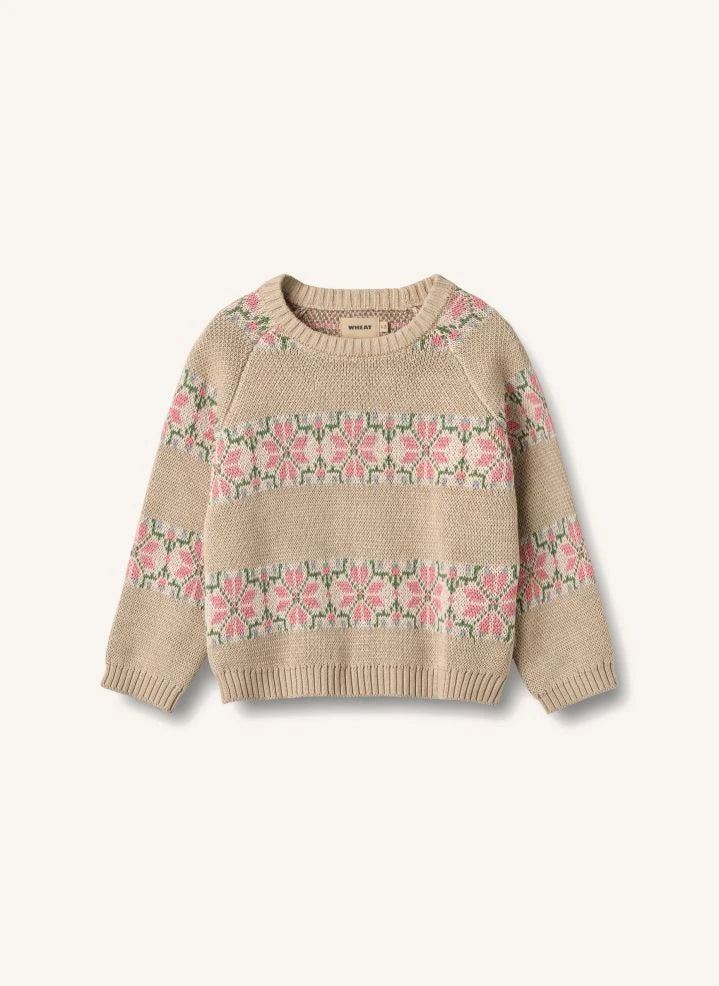 Wheat - Alberte Jacquard Organic Cotton Sweater | Beige