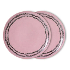 HKliving - Bubble ceramic dinner plates - Set of 2 | Pink