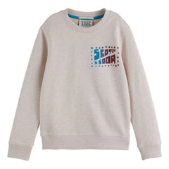 Scotch & Soda - Artwork Logo Sweatshirt Organic Cotton | Heather White