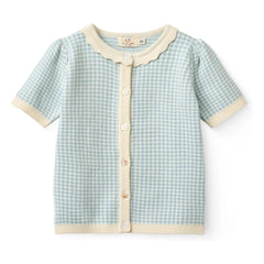 Copenhagen Colors - Organic Cotton Jacquard Short Sleeve Cardigan | Light Blue