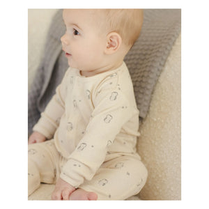 Quincy Mae - Owl Ribbed Romper Organic Cotton | Off-white