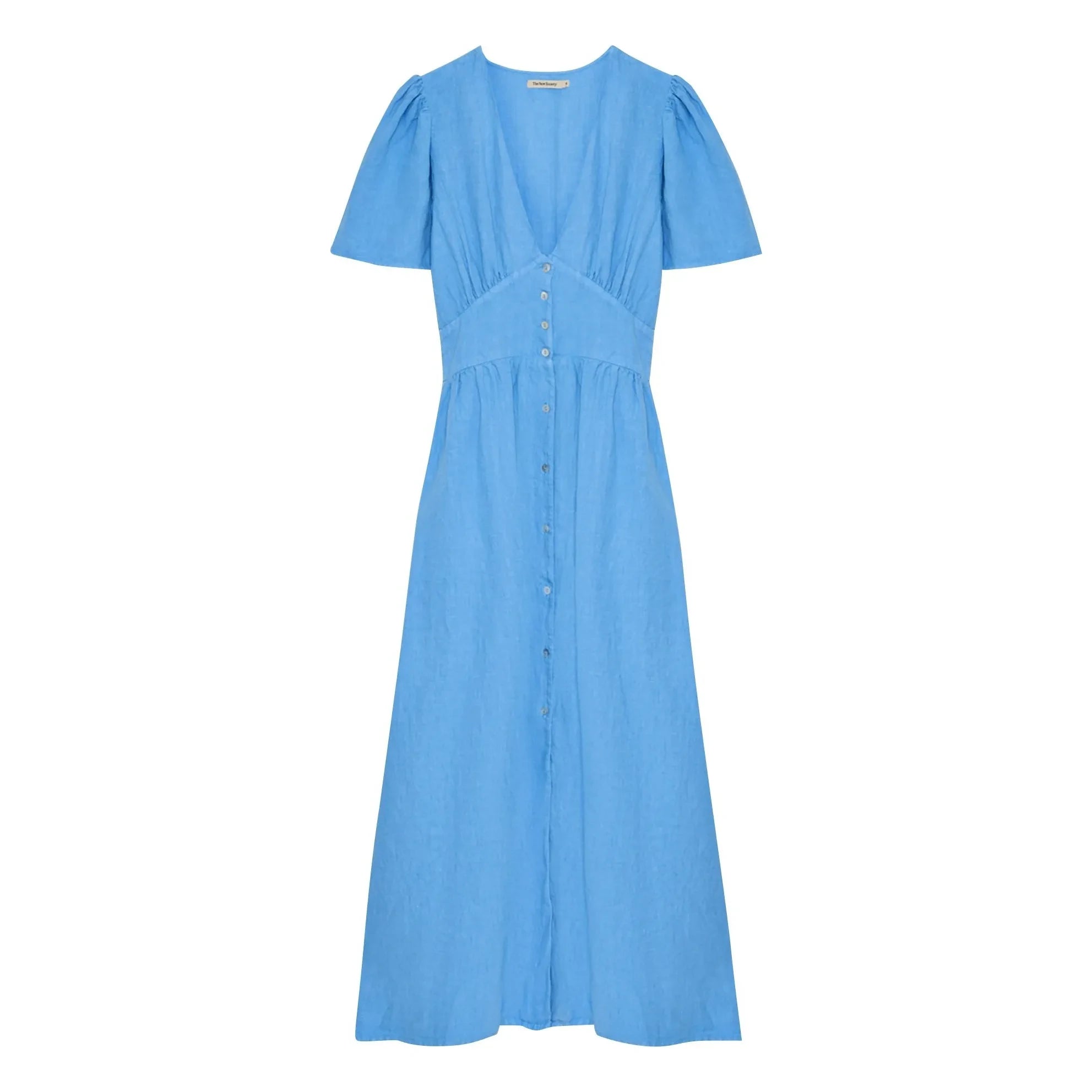 the new society - Melissa Linen Dress | Blue