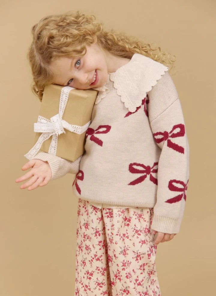 Wheat - Knotted Bow Sweater Merino Wool | Cream