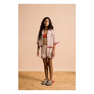 Maison Mangostan - Striped Mesh Shirt | Ecru