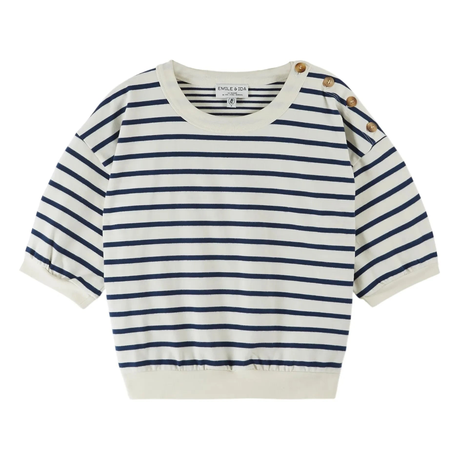 Emile et Ida - Sailor Striped Organic Cotton Sweatshirt | Navy Blue
