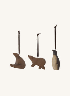 Bloomingville - Berg Christmas Ornaments - Set of 3 | Brown