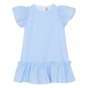 Tartine et Chocolat - Striped Ruffled Dress | Blue