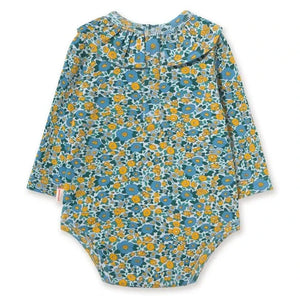 Tinycottons - Organic Cotton Ribbed Floral Pattern Bodysuit | Blue