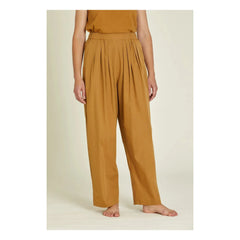 Black Crane - Organic Cotton Poplin Gathered Pants | Camel