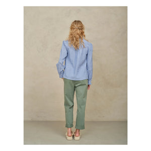 M.A.B.E. - Chrissie Cotton Striped Blouse | Blue