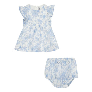 Tartine et Chocolat - Floral Romper | Azure Blue