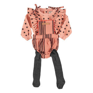 Piupiuchick - Striped Sweatshirt with Stars | Coral