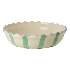 Rice - Striped stone ceramic pie tin | Green