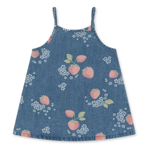 Konges Sløjd - Denim Strawberry Organic Cotton Dress | Blue
