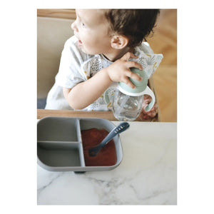 Béaba - Compartmentalized Silicone Plate | Charcoal Gray