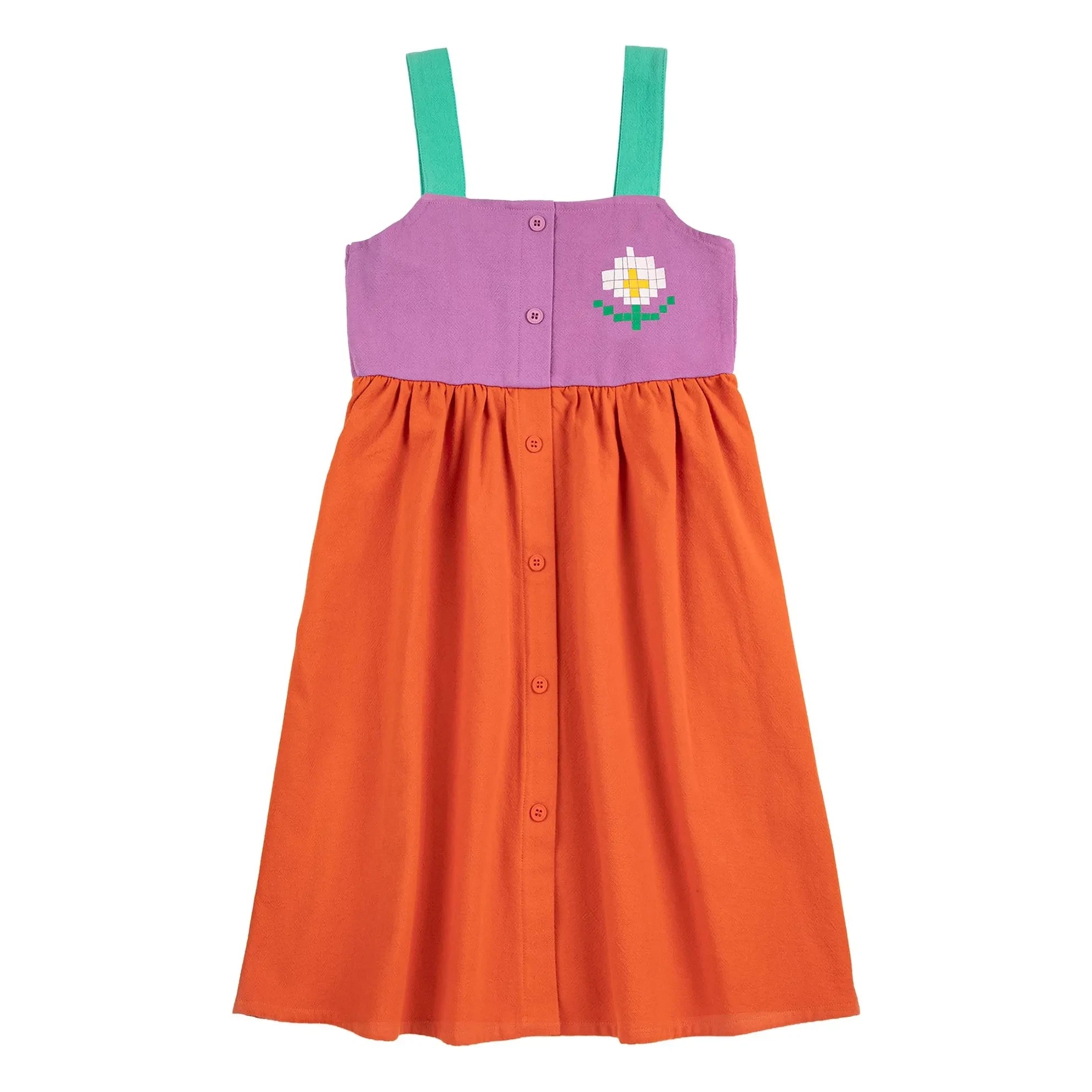 Bobo Choses - Color Block Organic Cotton Dress | Orange