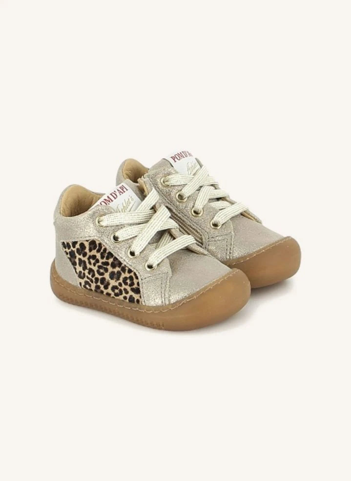Pom d'Api - Yaka Star Leopard Sparkle Sneakers | Silver