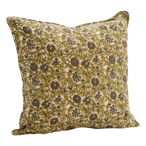 Madame Stoltz - Cotton pillowcase with floral print | Green