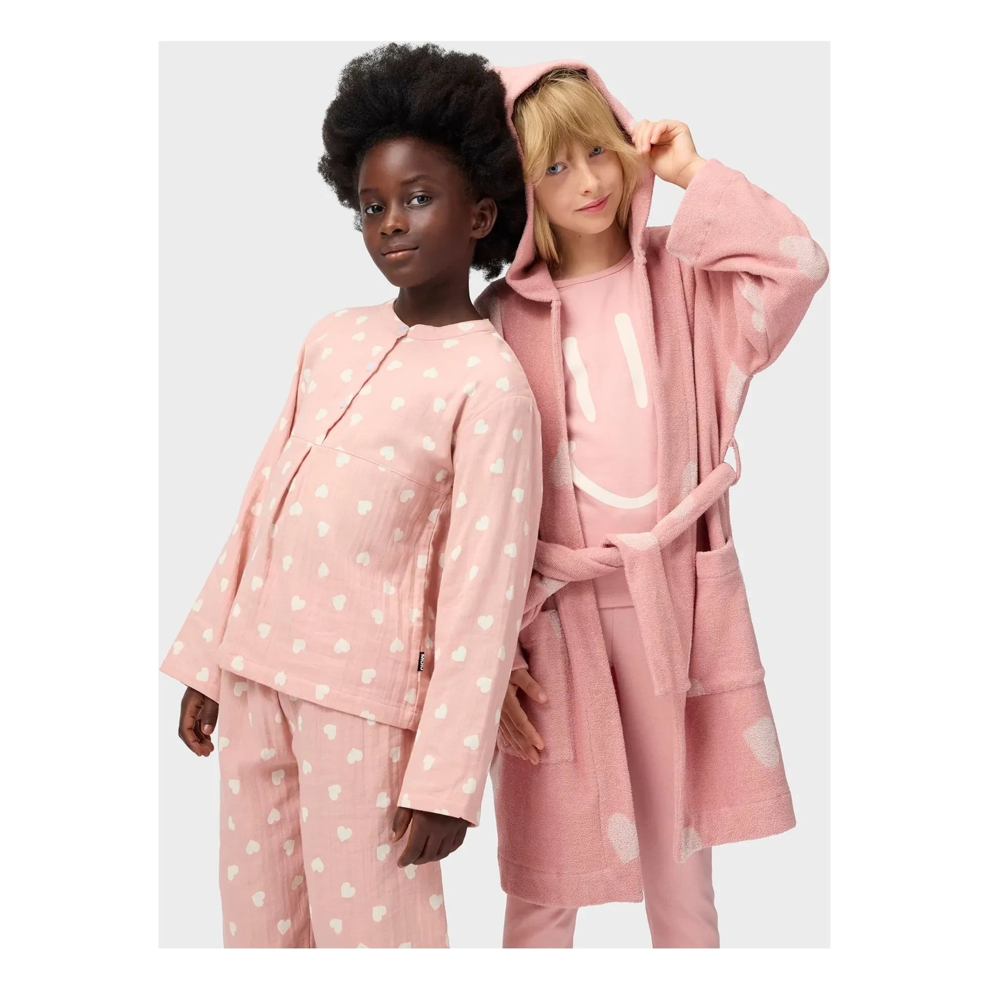 Molo - Lue Smiley Organic Cotton Pajamas | Powder Pink