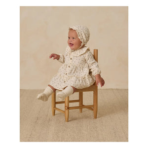 Quincy Mae - Organic cotton floral ruffled dress | Ecru