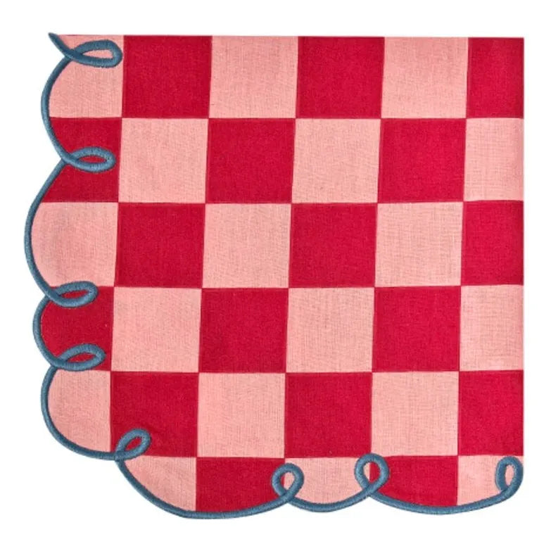 Bitossi - Dama Rosa Checkered Napkins - 2-Piece Set | Red