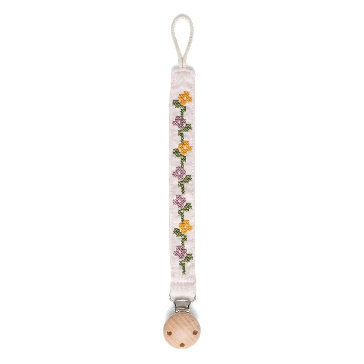 Editions Aimable - Auguste pacifier clip | Dragée Pink Gauze