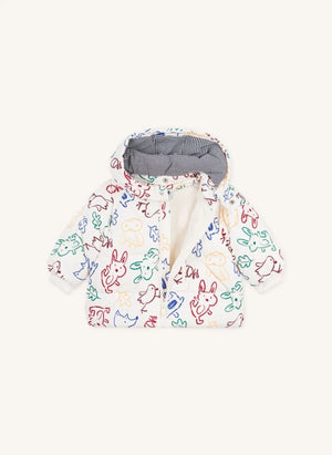 Petit Bateau - Ecru Baby Animal Print Down Jacket
