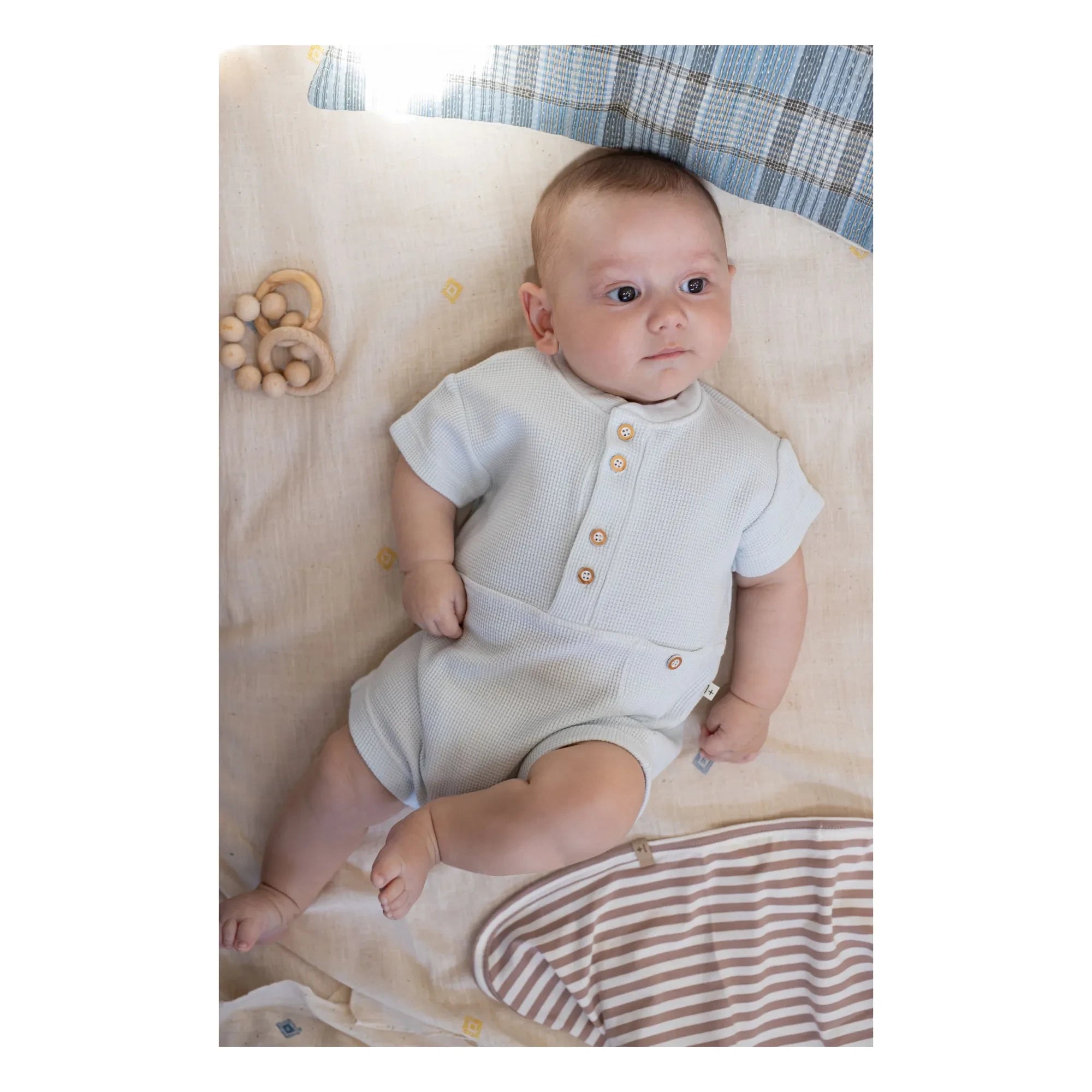 1+ in the family - Volos Embossed Romper | Light Blue