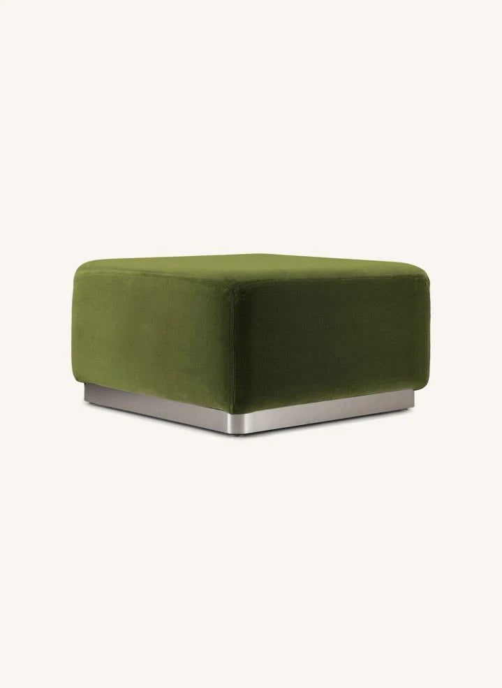 The Socialite Family - Smooth Velvet Ottoman | Olive Green