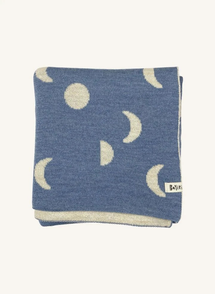 Bayiri - Moons Merino Wool Blanket | Blue